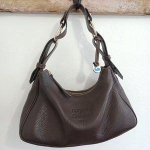 Dooney and Bourke Brown Pebbled Leather Large Hobo Bag with Charm